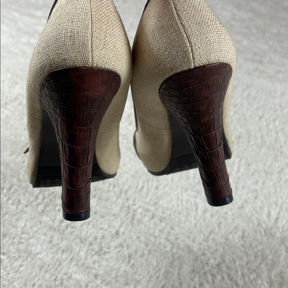 Mossimo Supply Co. Beige and Brown Peep-Toe Heels - Picture 2 of 8